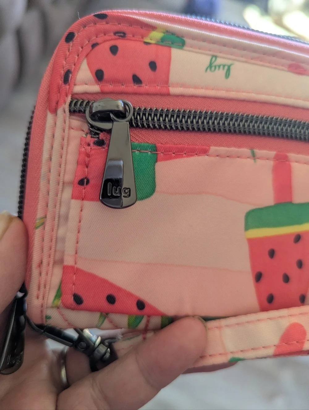 Lug Straddle Pink Watermelon Popsicle Quilted Zip-Around Wallet - Picture 2 of 4